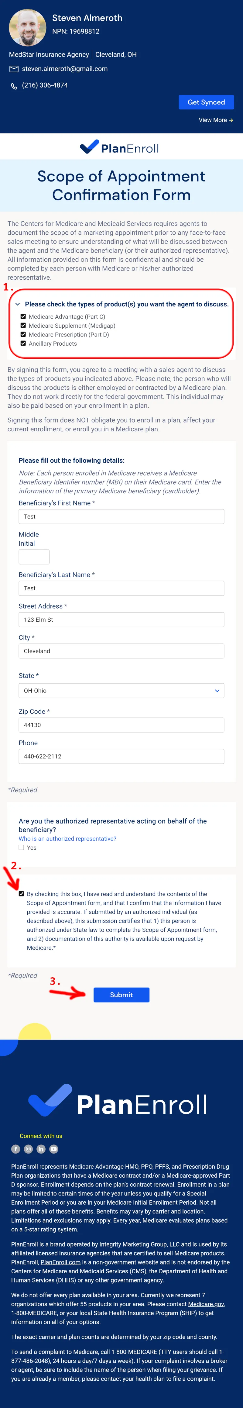 Text message example